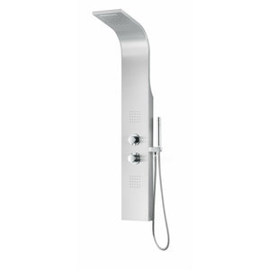 Anzzi Anchorage 60 Inch Full Body Shower Panel with Heavy Rain Shower Head With Cascading Waterfall, Two Shower Control Knobs, Two Acu-stream Body Jet Sets and One Euro-grip Free Range Hand Sprayer in Brushed Steel SP-AZ038 - Vital Hydrotherapy