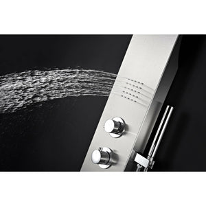 Anzzi Two Shower Control Knobs, Acu-stream Body Jet Sets and One Euro-grip Free Range Hand Sprayer in Brushed Steel - Vital Hydrotherapy