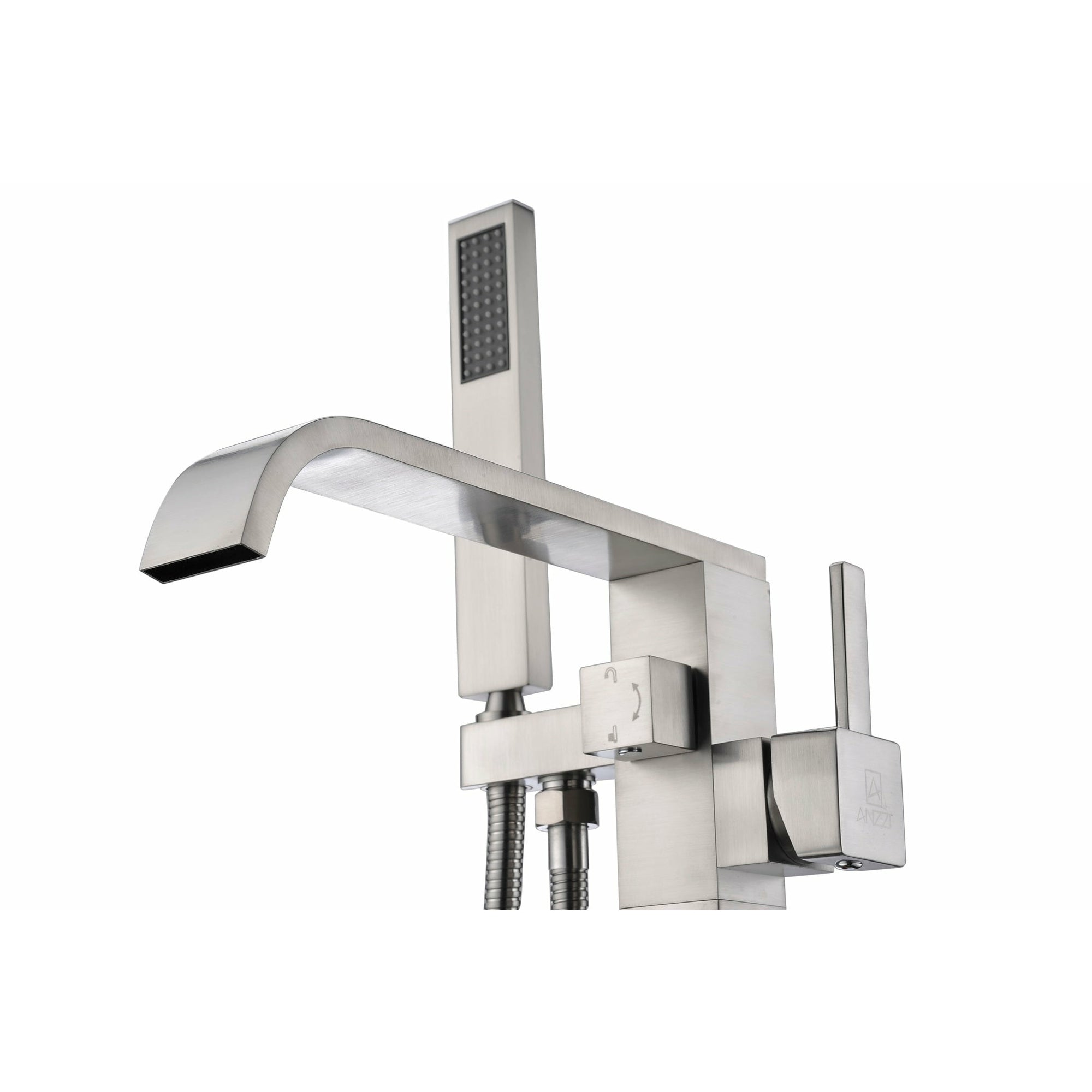 Anzzi Angel 2-Handle Claw Foot Tub Faucet with Hand Shower - (Brushed Nickel) - Solid Brass Valves - Floor Mounted - FS-AZ0044 - Vital Hydrotherapy