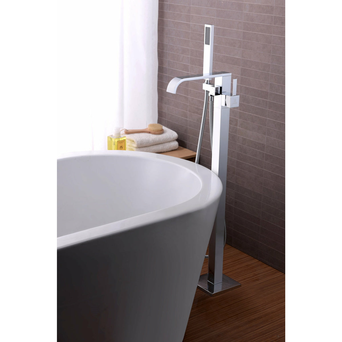 Anzzi Angel 2-Handle Claw Foot Tub Faucet with Hand Shower - (Polished Chrome) - Solid Brass Valves - Floor Mounted - FS-AZ0044 - Lifestyle - Vital Hydrotherapy