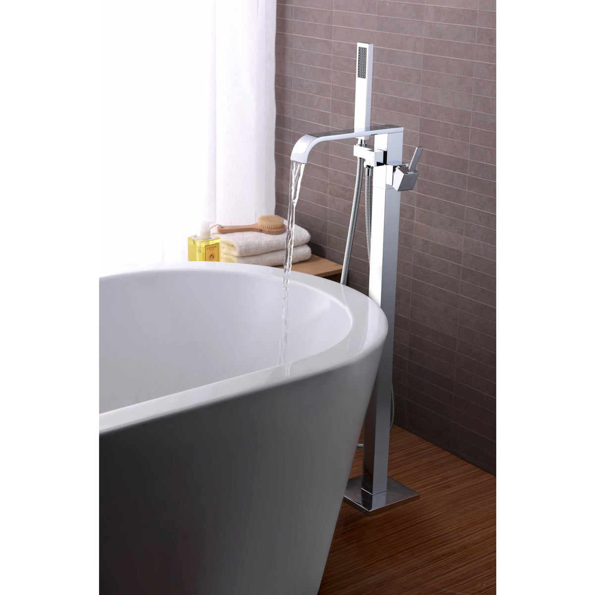 Anzzi Angel 2-Handle Claw Foot Tub Faucet with Hand Shower - (Polished Chrome) - Solid Brass Valves - Floor Mounted - FS-AZ0044 - Lifestyle - Vital Hydrotherapy