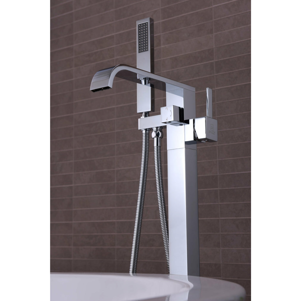 Anzzi Angel 2-Handle Claw Foot Tub Faucet with Hand Shower - (Polished Chrome) - Solid Brass Valves - Floor Mounted - FS-AZ0044 - Vital Hydrotherapy