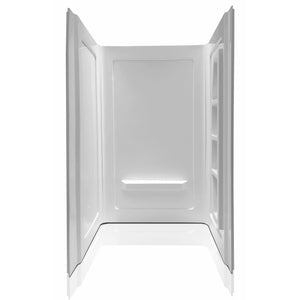 Anzzi Forum 48 in. x 36 in. x 74 in. 3-piece DIY Friendly Alcove Shower Surround with Built-in Shelves in White SW-AZ011WH - Vital Hydrotherapy
