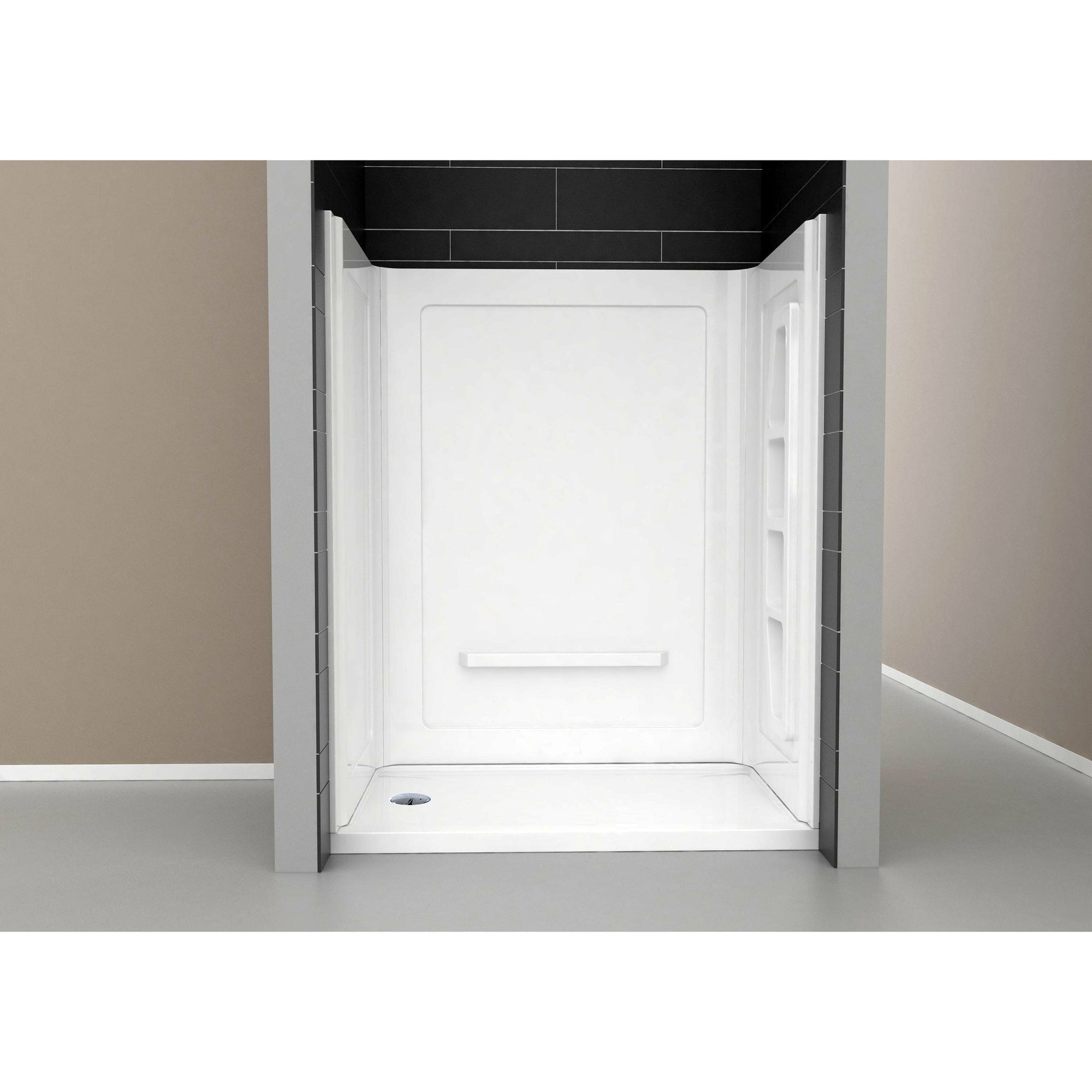 Anzzi Forum 48 in. x 36 in. x 74 in. 3-piece DIY Friendly Alcove Shower Surround with Built-in Shelves in White SW-AZ011WH - Vital Hydrotherapy