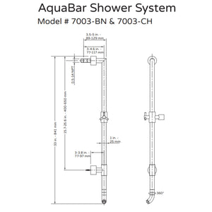 PULSE ShowerSpas Shower System - AquaBar Shower System 7003 Specification Drawing - Vital Hydrotherapy