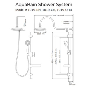 PULSE ShowerSpas Shower System - Aqua Rain Shower System 1019 Specification Drawing - Vital Hydrotherapy