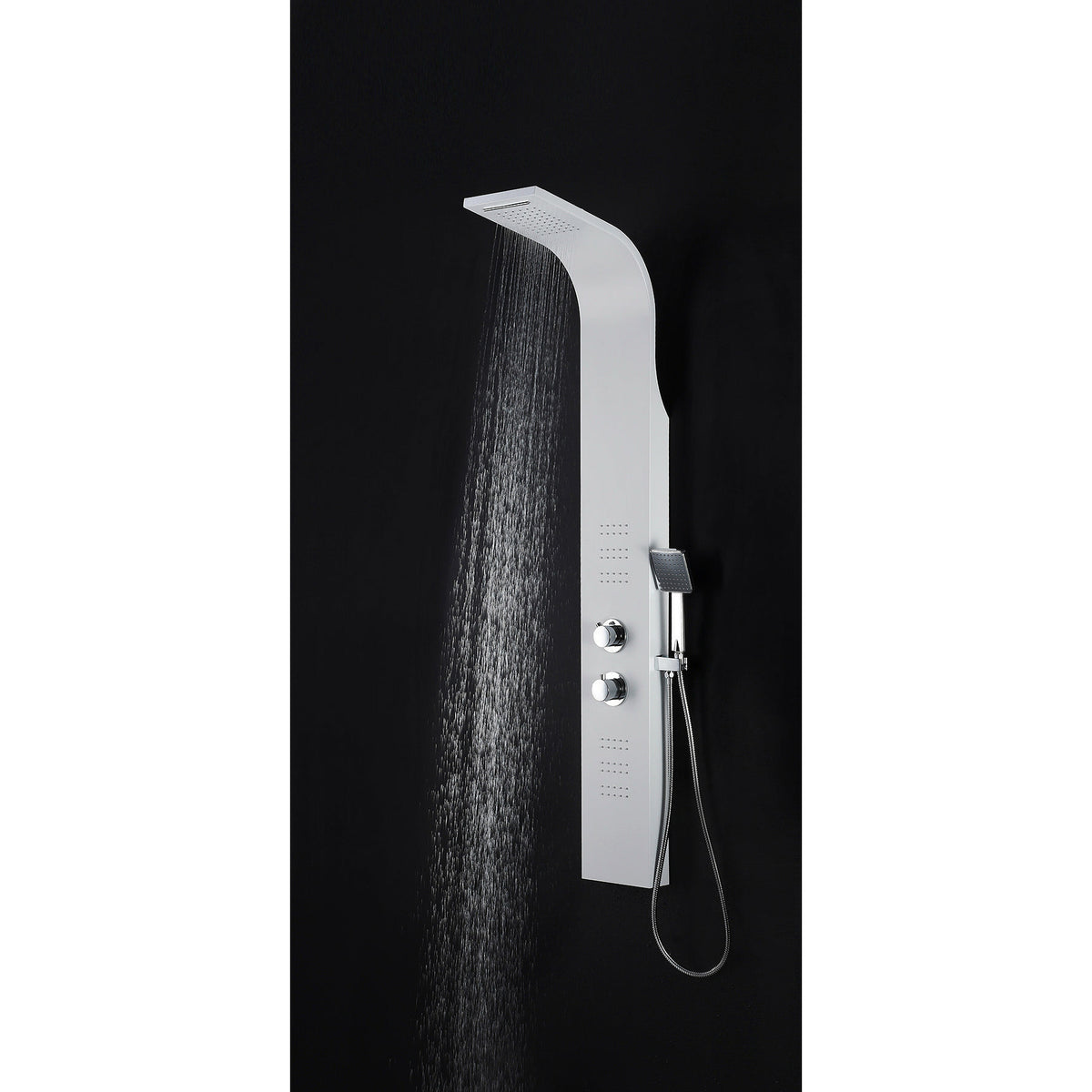 Anzzi Arena Series 60 Inch Full Body Shower Panel with Fixed Crested Heavy Rain Shower Head, Two Shower Control Knobs, Two Acu-stream Vector Massage Body Jet Sets and Euro-grip Hand Sprayer SP-AZ055 - Lifestyle - Vital Hydrotherapy