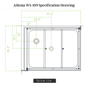 Athena Deluxe Steam Shower WS-109 Specification Drawing - Vital Hydrotherapy