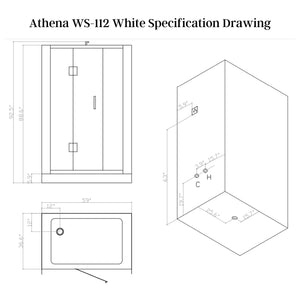 Athena 2 Person Steam Shower in White WS112-White Specification Drawing - Vital Hydrotherapy
