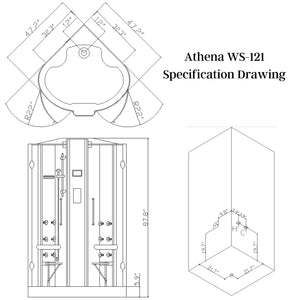 Athena 2 Person Steam Shower WS-121 Specification Drawing - Vital Hydrotherapy
