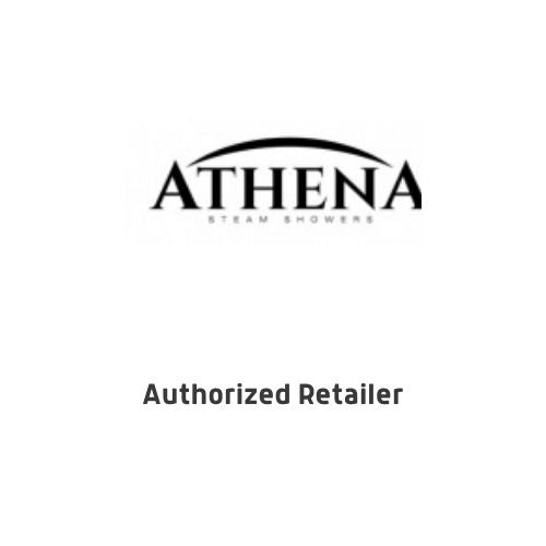 Athena Steam Shower black right configuration Real oak wood ceiling and floor grids, combined with a heavy-duty hinged glass door and polished aluminum trim with 6 acupressure body jets, and two removable wooden stools