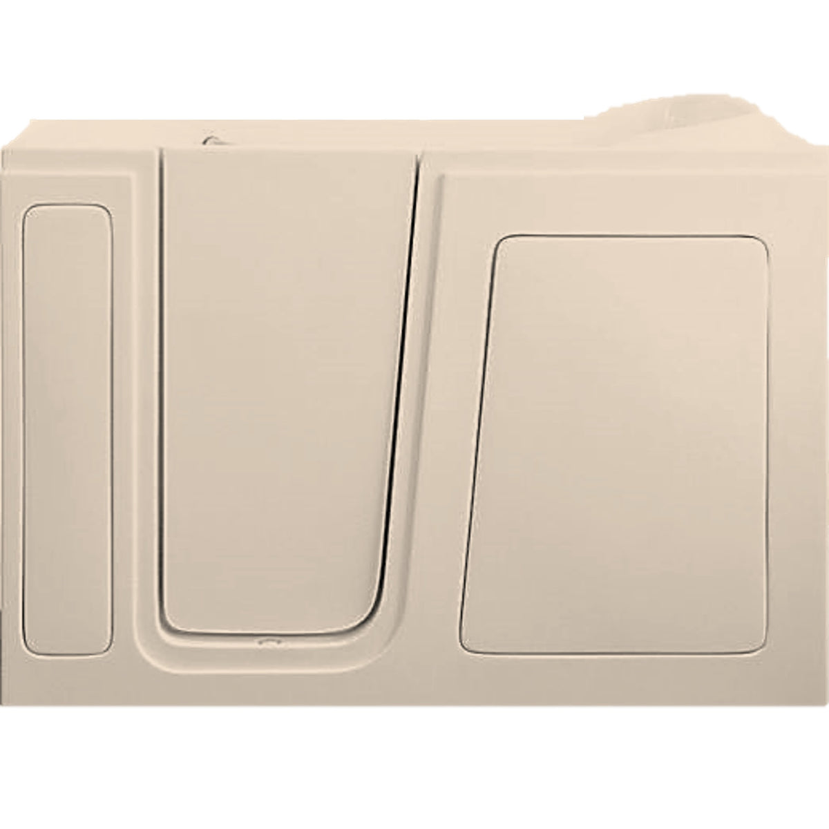 Avora Bath 28" x 48" walk-in tub biscuit with contemporary faucet including hand shower - left inward swinging door - air massage with microbubble - removable side access panels - highest grade fiberglass composite construction - gel coat high gloss finish - stainless steel frame - Vital Hydrotherapy