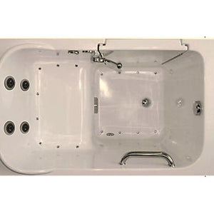 Avora Bath 28" x 48" walk-in tub biscuit with contemporary faucet including hand shower - left inward swinging door - air and vibration jets with microbubble - removable side access panels - highest grade fiberglass composite construction - gel coat high gloss finish - stainless steel frame - Vital Hydrotherapy