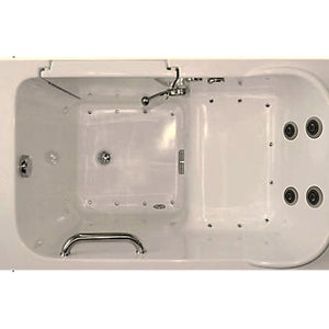 Avora Bath 28" x 48" walk-in tub biscuit with contemporary faucet including hand shower - right inward swinging door - air and vibration jets with microbubble - removable side access panels - highest grade fiberglass composite construction - gel coat high gloss finish - stainless steel frame - top view - Vital Hydrotherapy