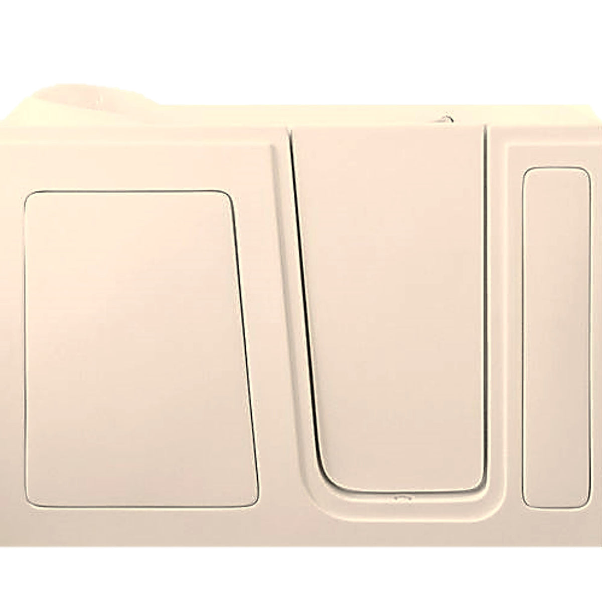 Avora Bath 28" x 48" walk-in tub biscuit with contemporary faucet including hand shower - right inward swinging door - air and vibration jets with microbubble - removable side access panels - highest grade fiberglass composite construction - gel coat high gloss finish - stainless steel frame - Vital Hydrotherapy