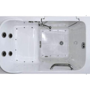 Avora Bath 28" x 48" walk-in tub white with contemporary faucet including hand shower - left inward swinging door - air and vibration jets with microbubble - removable side access panels - highest grade fiberglass composite construction - gel coat high gloss finish - stainless steel frame - top view - Vital Hydrotherapy