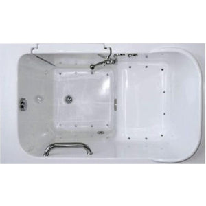 Avora Bath 28" x 48" walk-in tub white with contemporary faucet including hand shower - right inward swinging door - air massage with microbubble - removable side access panels - highest grade fiberglass composite construction - gel coat high gloss finish - stainless steel frame - top view - Vital Hydrotherapy