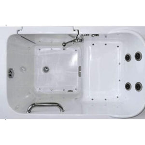 Avora Bath 28" x 48" walk-in tub white with contemporary faucet including hand shower - right inward swinging door - air and vibration jets with microbubble - removable side access panels - highest grade fiberglass composite construction - gel coat high gloss finish - stainless steel frame - top view - Vital Hydrotherapy