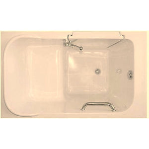 Avora Bath 28" x 48" walk-in tub biscuit with contemporary faucet including hand shower - left inward swinging door - soaking - removable side access panels - highest grade fiberglass composite construction - gel coat high gloss finish - stainless steel frame - top view - Vital Hydrotherapy