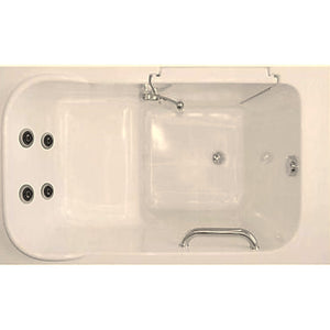 Avora Bath 28" x 48" walk-in tub biscuit with contemporary faucet including hand shower - left inward swinging door - vibration jets - removable side access panels - highest grade fiberglass composite construction - gel coat high gloss finish - stainless steel frame - top view - Vital Hydrotherapy