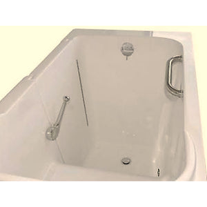 Avora Bath 28" x 48" walk-in tub biscuit with contemporary faucet including hand shower - left inward swinging door - vibration jets with microbubbles - removable side access panels - highest grade fiberglass composite construction - gel coat high gloss finish - stainless steel frame - top view - Vital Hydrotherapy