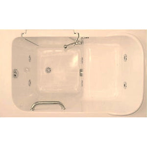 Avora Bath 28" x 48" walk-in tub biscuit with contemporary faucet including hand shower - right inward swinging door - hydro massage - removable side access panels - highest grade fiberglass composite construction - gel coat high gloss finish - stainless steel frame - top view - Vital Hydrotherapy