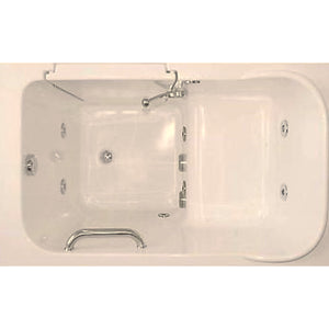 Avora Bath 28" x 48" walk-in tub biscuit with contemporary faucet including hand shower - right inward swinging door - hydro massage with microbubbles - removable side access panels - highest grade fiberglass composite construction - gel coat high gloss finish - stainless steel frame - top view - Vital Hydrotherapy