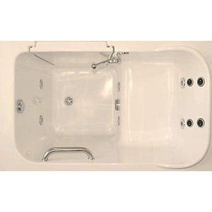 Avora Bath 28" x 48" walk-in tub biscuit with contemporary faucet including hand shower - right inward swinging door - hydro and vibration jets - removable side access panels - highest grade fiberglass composite construction - gel coat high gloss finish - stainless steel frame - top view - Vital Hydrotherapy