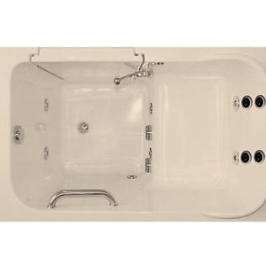 Avora Bath 28" x 48" walk-in tub biscuit with contemporary faucet including hand shower - right inward swinging door - hydro and vibration jets with microbubbles - removable side access panels - highest grade fiberglass composite construction - gel coat high gloss finish - stainless steel frame - top view - Vital Hydrotherapy