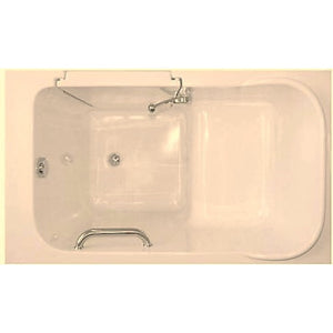 Avora Bath 28" x 48" walk-in tub biscuit with contemporary faucet including hand shower - right inward swinging door - soaking - removable side access panels - highest grade fiberglass composite construction - gel coat high gloss finish - stainless steel frame - top view - Vital Hydrotherapy