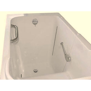 Avora Bath 28" x 48" walk-in tub biscuit with contemporary faucet including hand shower - right inward swinging door - vibration jets with microbubbles - removable side access panels - highest grade fiberglass composite construction - gel coat high gloss finish - stainless steel frame - top view - Vital Hydrotherapy