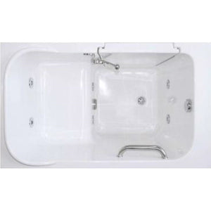 Avora Bath 28" x 48" walk-in tub white with contemporary faucet including hand shower - left inward swinging door - hydro massage - removable side access panels - highest grade fiberglass composite construction - gel coat high gloss finish - stainless steel frame - top view - Vital Hydrotherapy