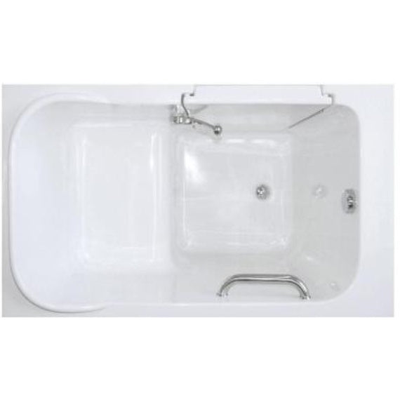 Avora Bath 28" x 48" walk-in tub white with contemporary faucet including hand shower - left inward swinging door - soaking - removable side access panels - highest grade fiberglass composite construction - gel coat high gloss finish - stainless steel frame - Vital Hydrotherapy
