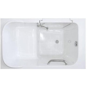 Avora Bath 28" x 48" walk-in tub white with contemporary faucet including hand shower - left inward swinging door - soaking - removable side access panels - highest grade fiberglass composite construction - gel coat high gloss finish - stainless steel frame - Vital Hydrotherapy