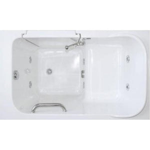 Avora Bath 28" x 48" walk-in tub white with contemporary faucet including hand shower - right inward swinging door - hydro massage - removable side access panels - highest grade fiberglass composite construction - gel coat high gloss finish - stainless steel frame - top view - Vital Hydrotherapy