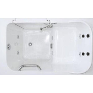 Avora Bath 28" x 48" walk-in tub white with contemporary faucet including hand shower - right inward swinging door - hydro and vibration jets - removable side access panels - highest grade fiberglass composite construction - gel coat high gloss finish - stainless steel frame - top view - Vital Hydrotherapy