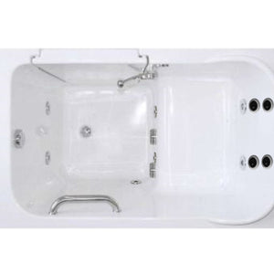 Avora Bath 28" x 48" walk-in tub white with contemporary faucet including hand shower - right inward swinging door - hydro and vibration jets with microbubbles - removable side access panels - highest grade fiberglass composite construction - gel coat high gloss finish - stainless steel frame - top view - Vital Hydrotherapy