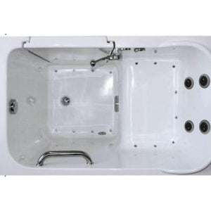 Avora Bath 28" x 48" walk-in tub white with contemporary faucet including hand shower - right inward swinging door - vibration jets with microbubbles - removable side access panels - highest grade fiberglass composite construction - gel coat high gloss finish - stainless steel frame - top view - Vital Hydrotherapy