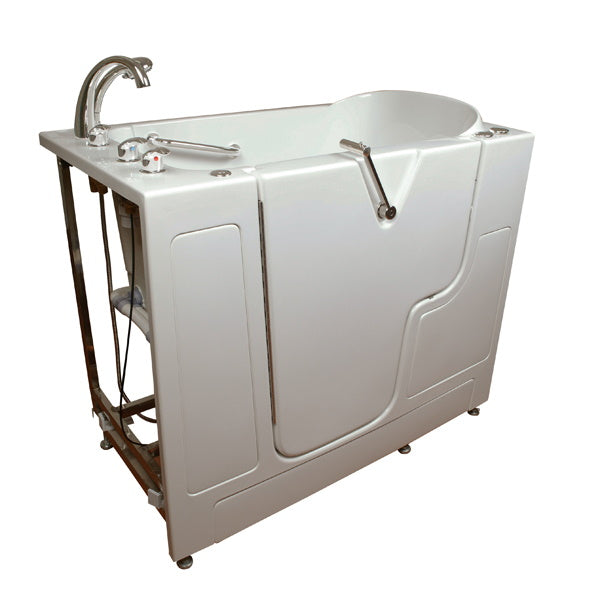 Avora bath 30" x 52" wheelchair transfer walk-in tub white with left outward swinging door, air and hydro massage with microbubbles and  handle & faucet  - Vital Hydrotherapy