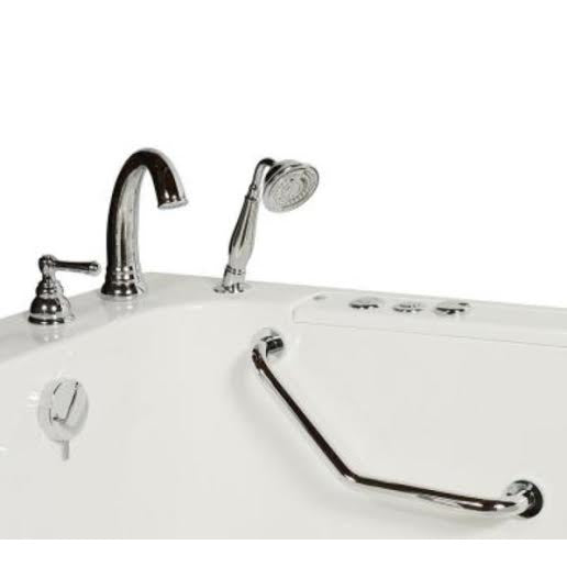 air hydro and vibration jets - 5 piece roman faucet set - hand shower with pull out hose - stainless steel grab bar - Vital Hydrotherapy