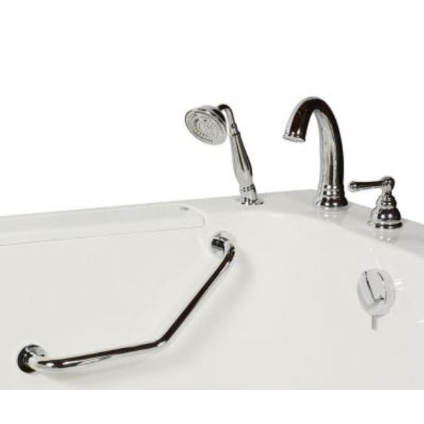 5 piece roman faucet set - hand shower with pull out hose - stainless steel grab bar - Vital Hydrotherapy