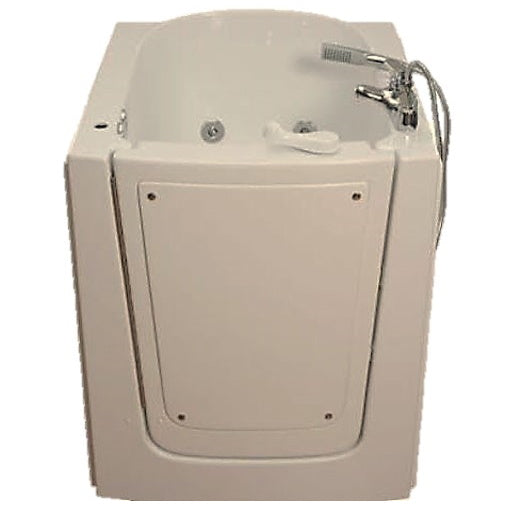 Avora bath 38" x 31" front entry walk-in tub biscuit finish with left outward swing door - hydro massage with microbubbles - 1 piece contemporary faucet including hand shower - Vital Hydrotherapy