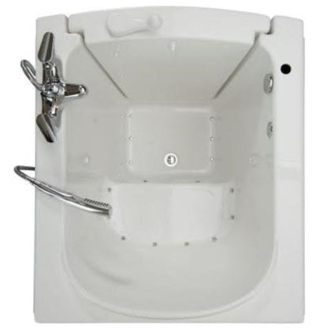 Avora bath 38" x 31" front entry walk-in tub white finish with left outward swing door - air massage with microbubbles - 1 piece contemporary faucet including hand shower - overview - Vital Hydrotherapy