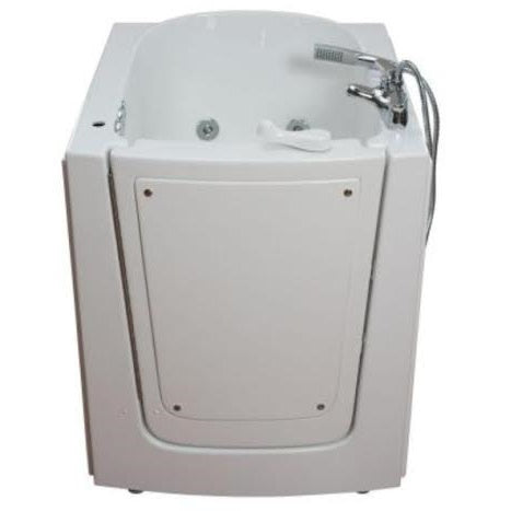 Avora bath 38" x 31" front entry walk-in tub white finish with left outward swing door - air and hydro massage with microbubbles - 1 piece contemporary faucet including hand shower - Vital Hydrotherapy