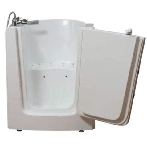 Avora bath 38" x 31" front entry walk-in tub white finish with right outward swing door - air massage with microbubbles - 1 piece contemporary faucet including hand shower - Vital Hydrotherapy