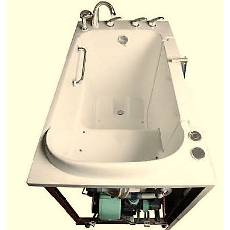 Avora bath 30" x 52" wheelchair transfer walk-in tub biscuit with right outward swinging door, air massage with microbubbles and handle & faucet - overview - Vital Hydrotherapy