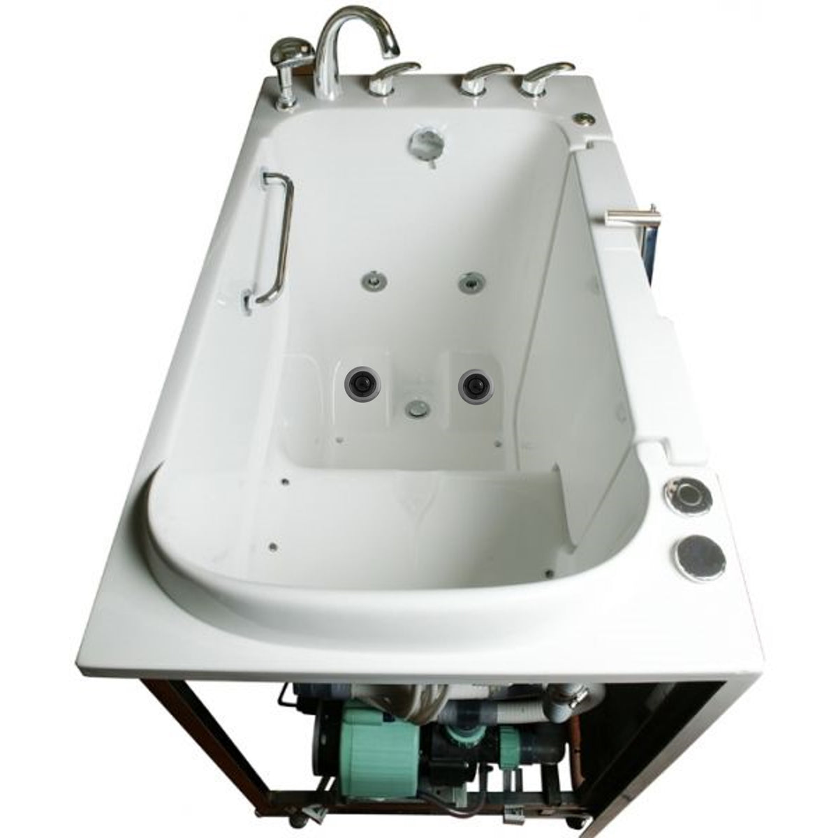 Avora bath 30" x 52" wheelchair transfer walk-in tub white with left outward swinging door, air hydro and vibration jets, handle & faucet - overview - Vital Hydrotherapy