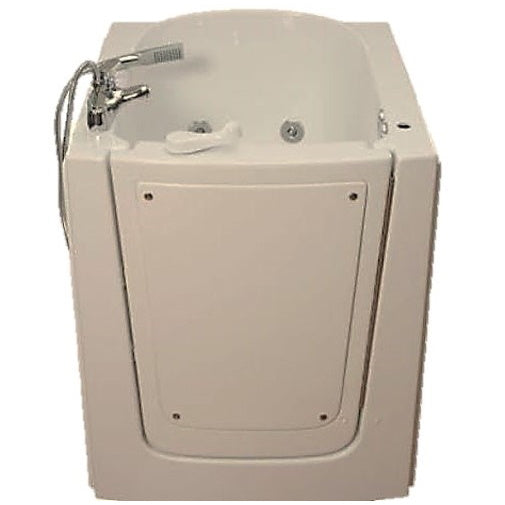 Avora bath 38" x 31" front entry walk-in tub biscuit finish with right outward swing door - hydro massage with microbubbles - 1 piece contemporary faucet including hand shower - Vital Hydrotherapy