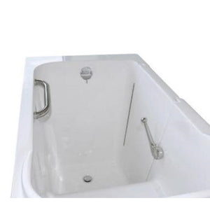 Avora Bath 28" x 48" walk-in tub white with contemporary faucet including hand shower - right inward swinging door - soaking - removable side access panels - highest grade fiberglass composite construction - gel coat high gloss finish - stainless steel frame - top view - Vital Hydrotherapy