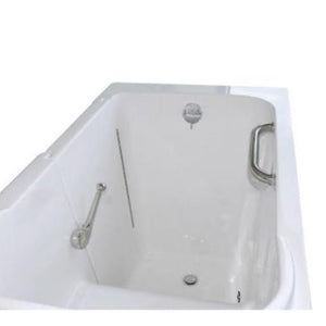 Avora Bath 28" x 48" walk-in tub white with contemporary faucet including hand shower - left inward swinging door - vibration jets with microbubbles - removable side access panels - highest grade fiberglass composite construction - gel coat high gloss finish - stainless steel frame - top view - Vital Hydrotherapy